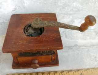 Vintage LITTLE TOT Miniature Wooden Mini Wood Coffee Grinder Mill Toy,  Arcade? 4