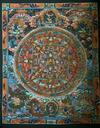 Rare Masterpiece Handpainted Tibetan Chinese Thangka Painting Buddha Mandala 002