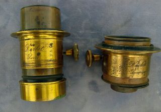 2 Vintage Antique B.  F.  & Co.  Darlot Paris Brass Lenes Lens