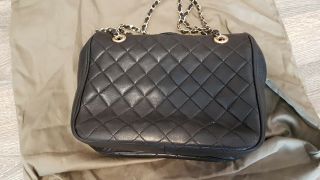 Chanel Vintage Medium Black Quilted Leather Bag
