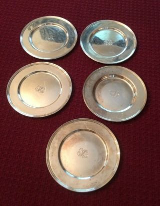 Set Of 5 Sterling Silver 6 Inch Round Bread/butter Plates - 68g.  Ea.  Total 340g.