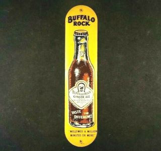 Vintag Buffalo Rock Ginger Ale Door Push Pull Sign Rare Old Advertising Soda 50s