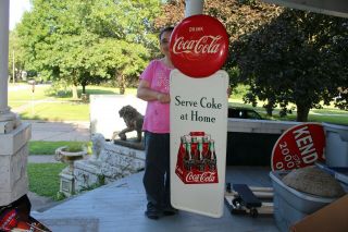 Rare Large Vintage 1947 Coca Cola Soda Pop Gas Station 54 " Metal Sign