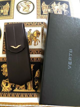 Vertu Signature S Brown Calf Leather 18k Rose Gold Rare