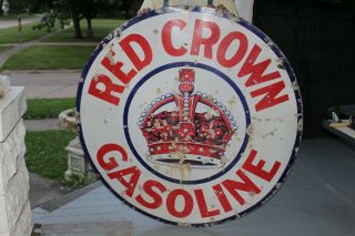 Large Vintage 1920 ' s Standard Oil Red Crown Gasoline 42 