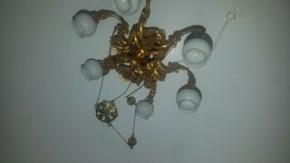 Antique miniature Dollhouse Furniture Metal Tin Chandelier 4