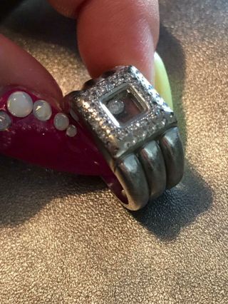 Rare Authentic Chopard 18 Carat White Gold Happy Diamond Wide Ring