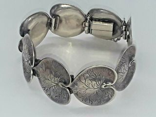 Art Nouveau Sterling Lily Pad Bracelet Signed B&l
