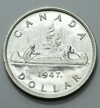 1947 Canada Silver Maple Leaf - Double Hp $1 Dollar George Vi Ultra Rare Key Date