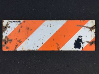 Banksy “jackhammer Rat” Stencil On Metal Street Art Road Sign 2009 Rare