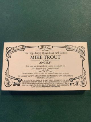 MIKE TROUT 2014 TOPPS GYPSY QUEEN AUTO MINI BOOKLET EXTREMELY RARE 4/5 AUTO 5