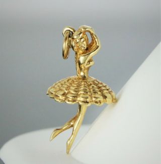 Vintage Estate 14k Solid Yellow Gold 3d Ballet Ballerina Dancer Pendant Charm