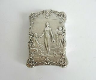 Antique Sterling Silver Repousse Lady Vesta Match Safe