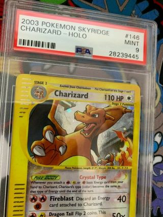 Pokemon Crystal Charizard Skyridge Holo Rare 146/144 PSA 9 4