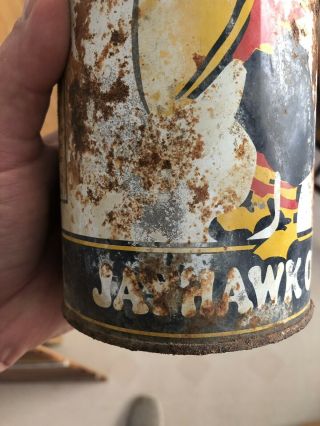Very Rare Vintage Jayhawk Oil Quart Can 1Qt.  Kent Oil Salina Kansas Petroliana 8