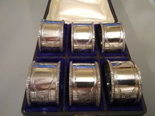 Set Of 6 Silver Hallmarked Birmingham 1939 Napkin Rings.