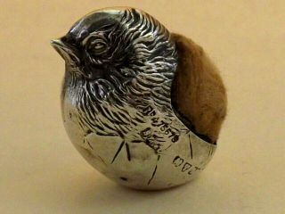 Sampson Mordan - Solid Silver - Hatching Chick Pin Cushion - Chester - 1904.