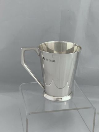 Solid Silver Art Deco Christening Mug 1936 Birmingham Barker Bros Sterling