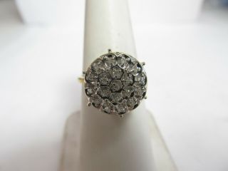 Vintage 1930s 10k Solid Gold Ring With A Cluster Of 19 Natural Diamonds
