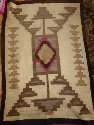Antique Navajo Rug Blanket Wool 36x54 " 1940s Dazzler