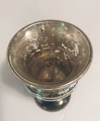 Antique 1800’s Victorian Hand Blown Silver Mercury Glass Vase 4