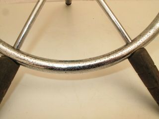 VTG 6 - Spoke SS CHROME & Teak Boat Steering Wheel - Chris Craft RESTORE W SHAFT 5