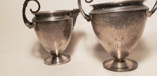 2 PC ANTIQUE GORHAM STERLING SILVER CREAMER & SUGAR BOWL - 11.  6 OZT - 5 INCH - 875 - NR 2