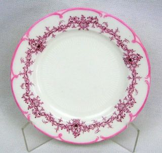 Antique Pitkin & Brooks Cauldon England Pink Red 8 " Salad Dessert Plate - Exc