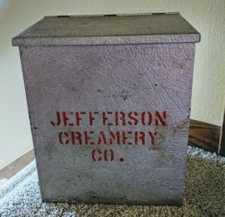 Vintage Jefferson Creamery Co.  Advertising Insulated Milk Box,  Jefferson,  Iowa