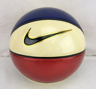 Vintage Nike Smooth Red / White / Blue Game Ball Basketball Rare Sz 7 (29.  5)