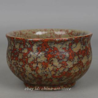 4.  5 " Chinese Ceramics Porcelain Fambe Red Glaze Incense Burner Censer Pot Crock