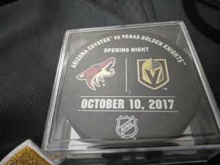 Vegas Golden Knights First Game Warm Up Puck 10/10/17 Rare Vs Arizona Coyotes