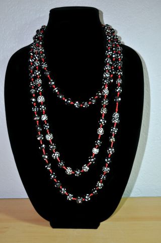Vintage Necklace From India From Before 1980 Is Made Up Of Black Glass Beads