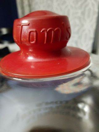 Vintage Eat Tom ' s Peanut Butter Sandwiches - Large Glass Jar w/ Red Handle Lid 3