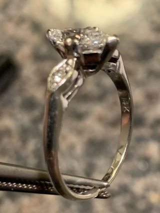 Vintage 14k White Gold &.  75ct G/H SI - 1 Marquise Diamond Ring 2.  5 Grams Sz 6.  5 3