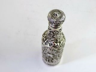 Rare & unusual elephant embossed INDIAN SILVER BOTTLE,  c.  1890 18cm tall 131g 8