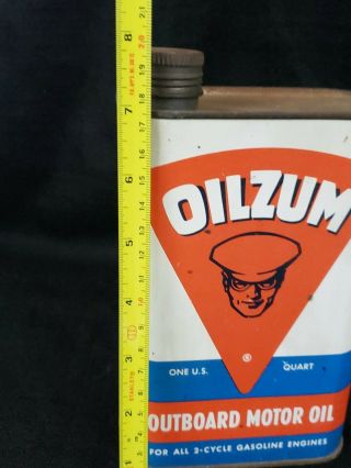 Vintage Oilzum Outboard Motor Oil Can Great Graphics Rare Boat Quart (RB) 2