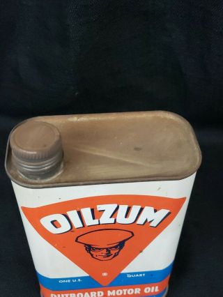 Vintage Oilzum Outboard Motor Oil Can Great Graphics Rare Boat Quart (RB) 3