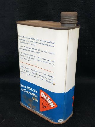 Vintage Oilzum Outboard Motor Oil Can Great Graphics Rare Boat Quart (RB) 8