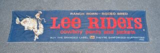 Vintage Rare 1950s Double Selvage Lee Riders Flocked Denim Advertising Banner