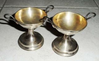 Antique 19th Century Austrian Silver Vr Two Small Bowls Dish Cups Salt & Pepper