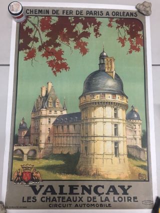 Vintage French Railway Poster,  1926,  " Valencay ",  By Charles Jean Hallo