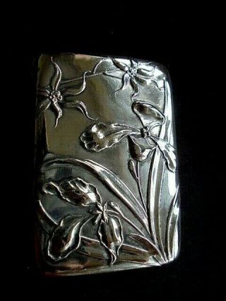 Silver Art Nouveau Orchid Cigarette Case Box