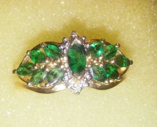 Vintage Ladies 10k Y.  Gold Ring With Emerald & Round Diamonds.  Size 6 1/4 ( (c43))