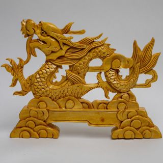 Wooden Hand Carved Display Chinese Dragon Art Sculpture