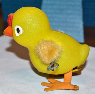 Vintage Blow Mold Toy Wind Up Yellow Easter Chicken,  Chick,  Great,  Japan