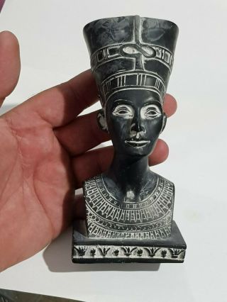 Museum Quality Huge Ancient Style Vintage Shabti Bust Of Cleopatra.  542 Gr.  132mm