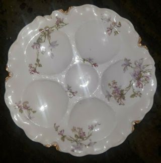 Set Of 8 Haviland Limoges Oyster Plates,  Pink/Purple Floral - Antique,  Vintage 4