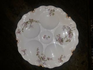 Set Of 8 Haviland Limoges Oyster Plates,  Pink/Purple Floral - Antique,  Vintage 6