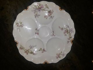 Set Of 8 Haviland Limoges Oyster Plates,  Pink/Purple Floral - Antique,  Vintage 8